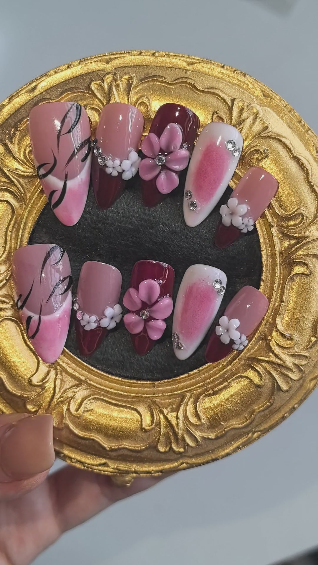 3D rose press  on nail